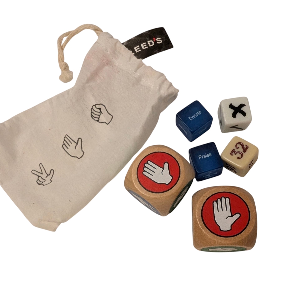 VINTAGE Rochambeau Rock Paper Scissors Dice Set Unique Symbols Travel Game Toy